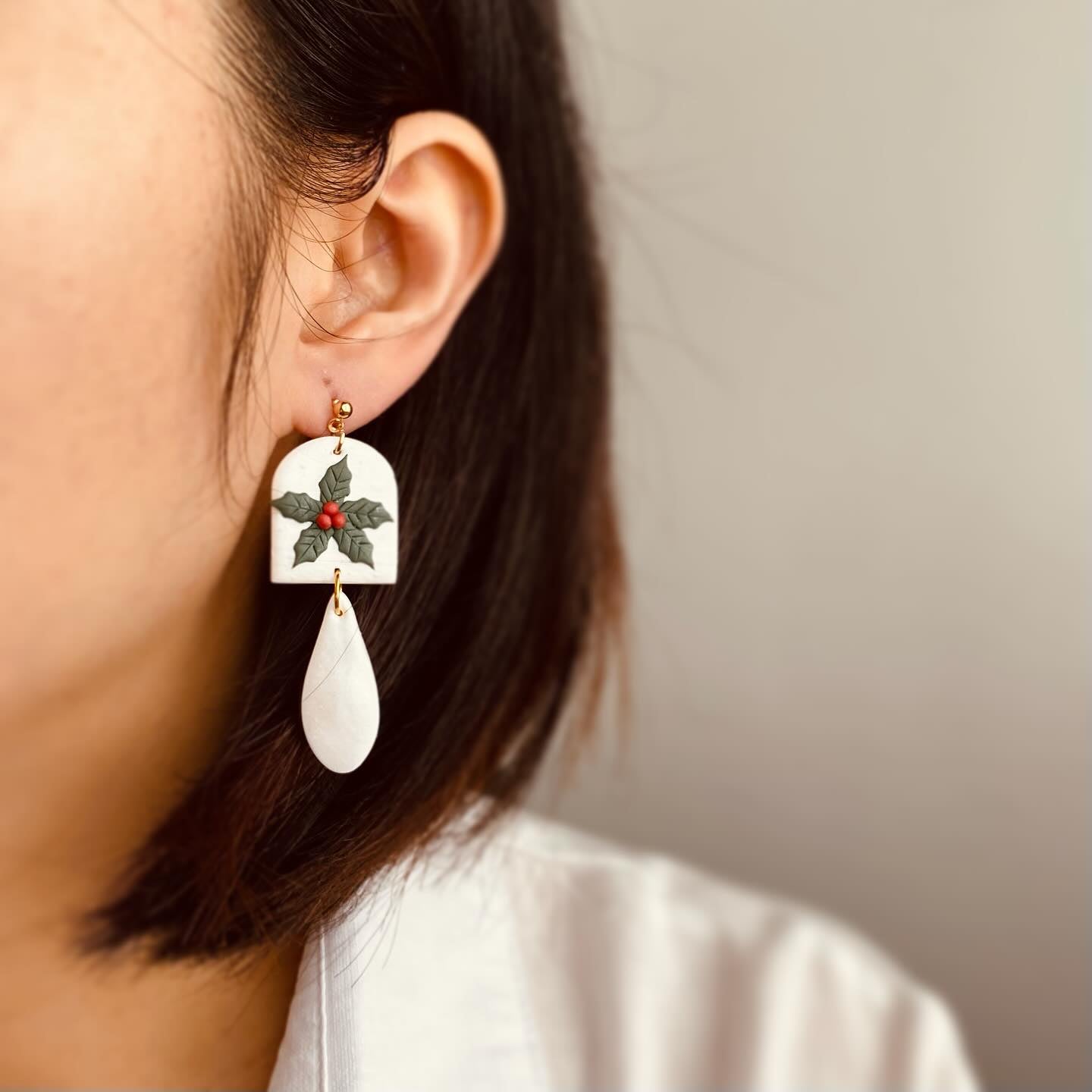 White Christmas Statement Earrings
