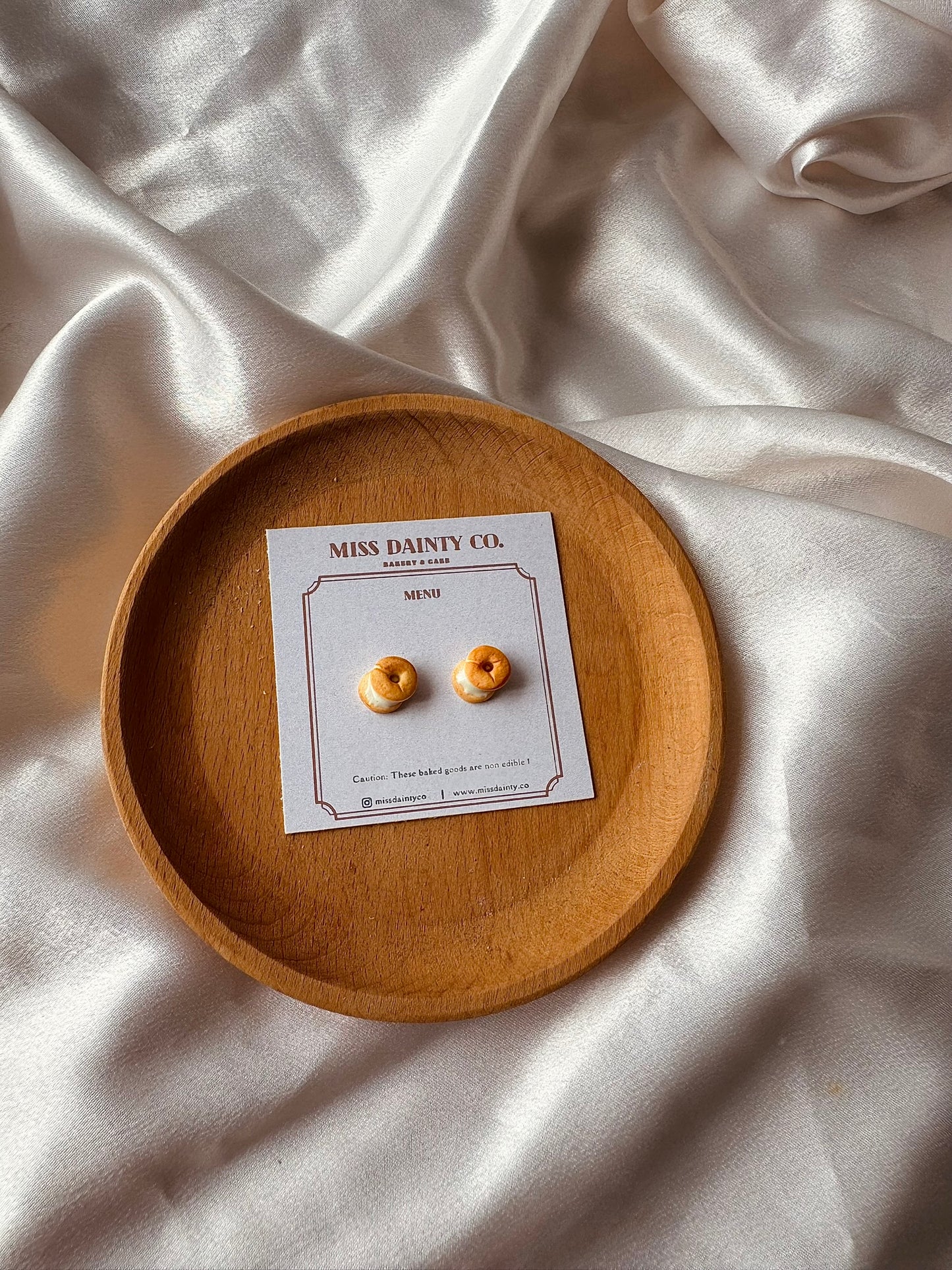 Bagel with Cream Cheese Stud Earrings