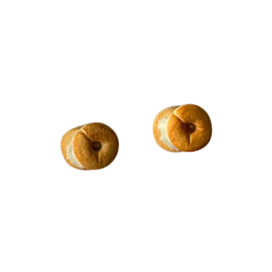 Bagel with Cream Cheese Stud Earrings