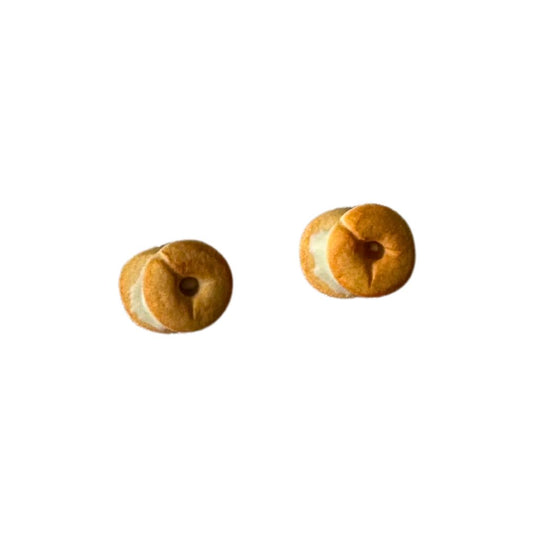 Bagel with Cream Cheese Stud Earrings