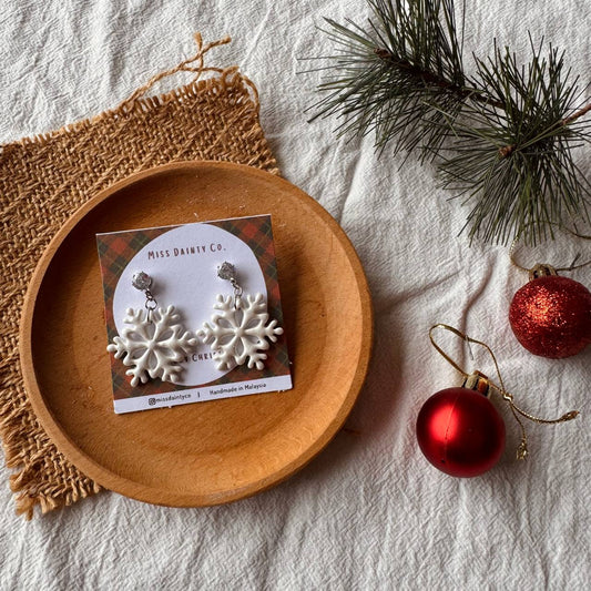 White Christmas Dangly Earrings